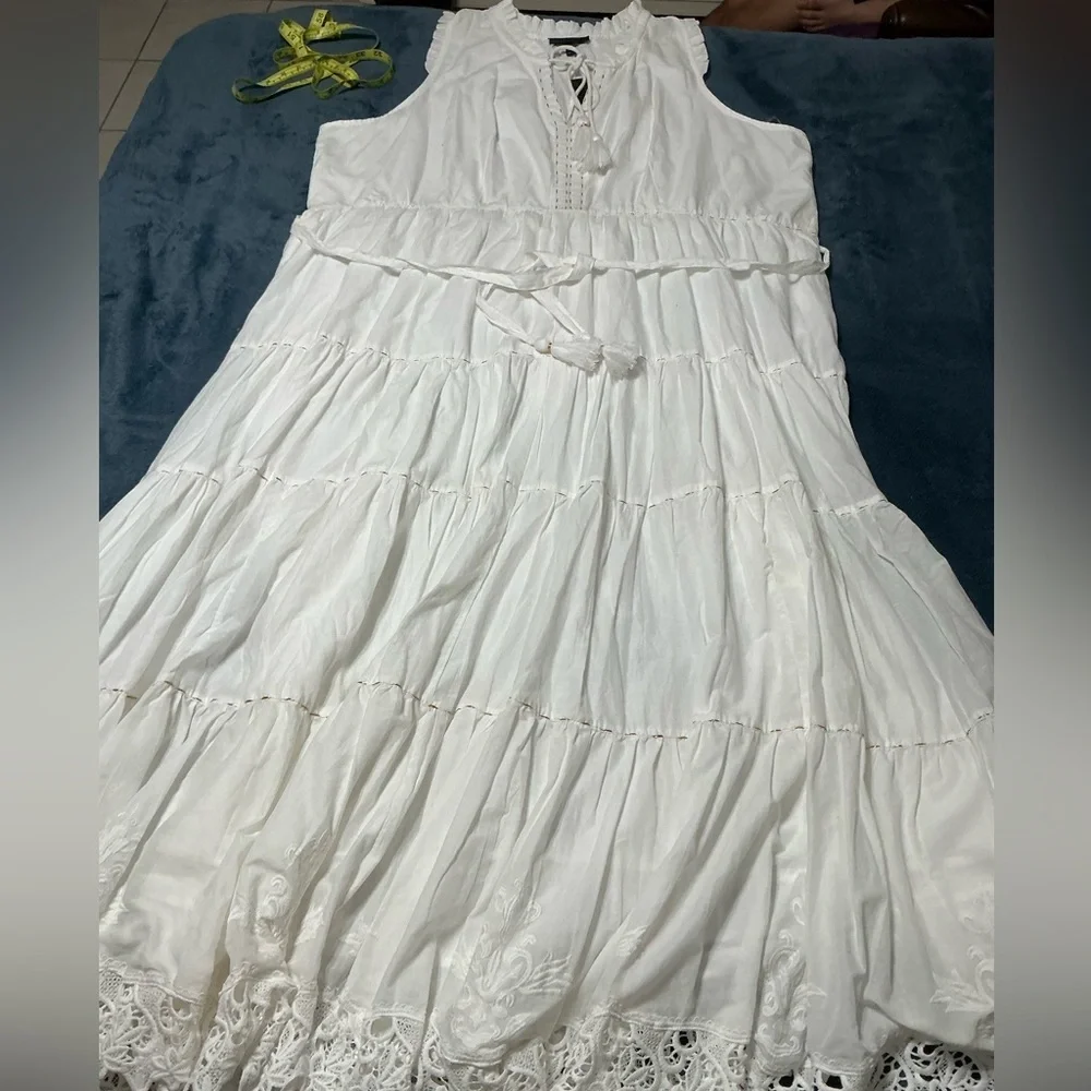 NWT Lane Bryant White Embroidered Cotton Maxi Dress size 26/28